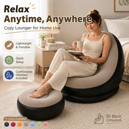 Inflatable Lounge Chair with Ottoman Set