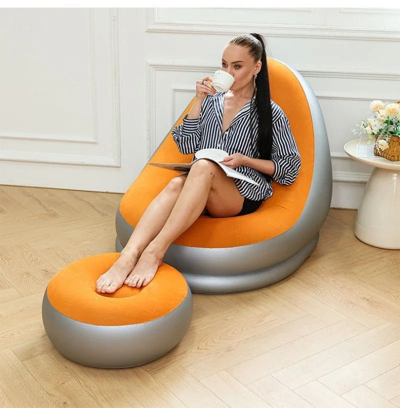 Inflatable Lounge Chair with Ottoman Set