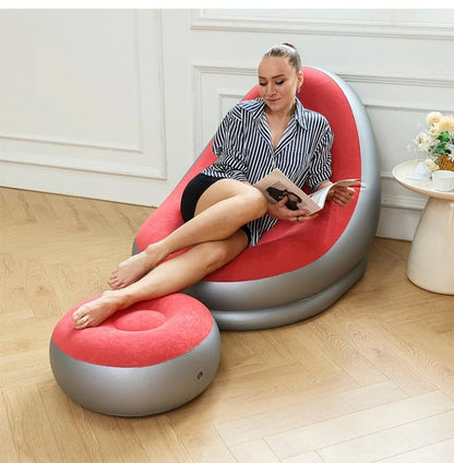 Inflatable Lounge Chair with Ottoman Set