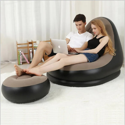 Inflatable Lounge Chair with Ottoman Set