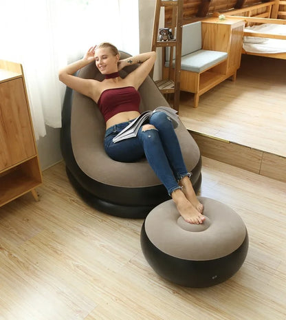 Inflatable Lounge Chair with Ottoman Set