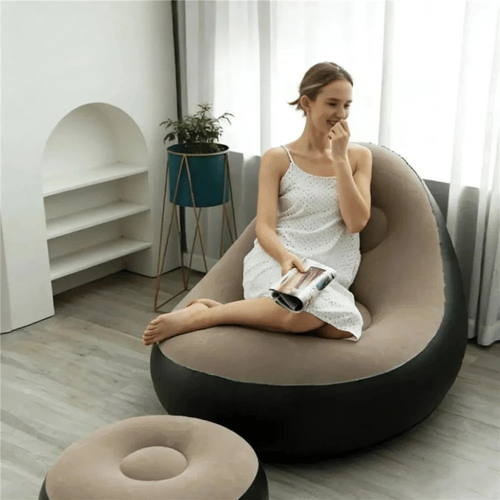 Inflatable Lounge Chair with Ottoman Set