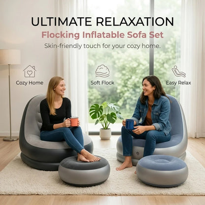 Inflatable Lounge Chair with Ottoman Set