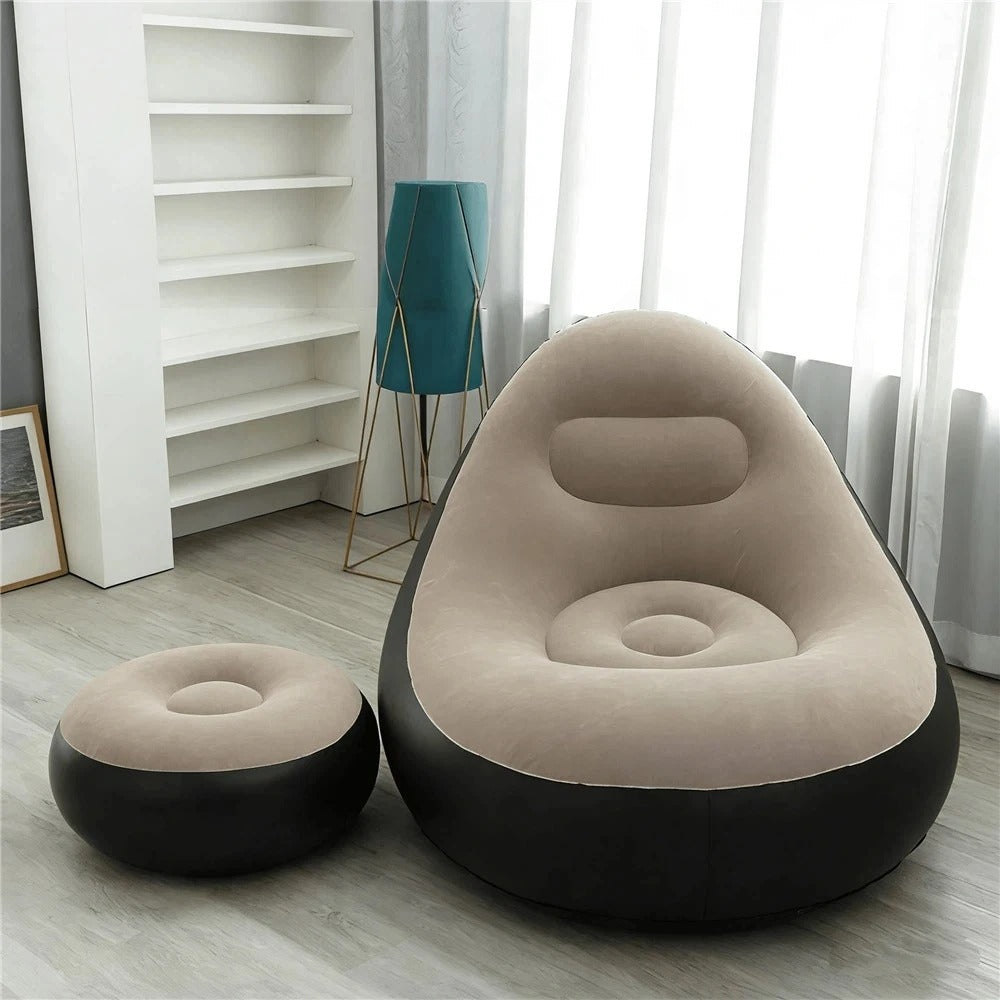 Inflatable Lounge Chair with Ottoman Set