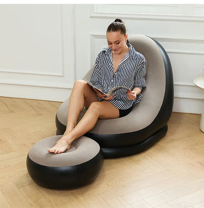 Inflatable Lounge Chair with Ottoman Set