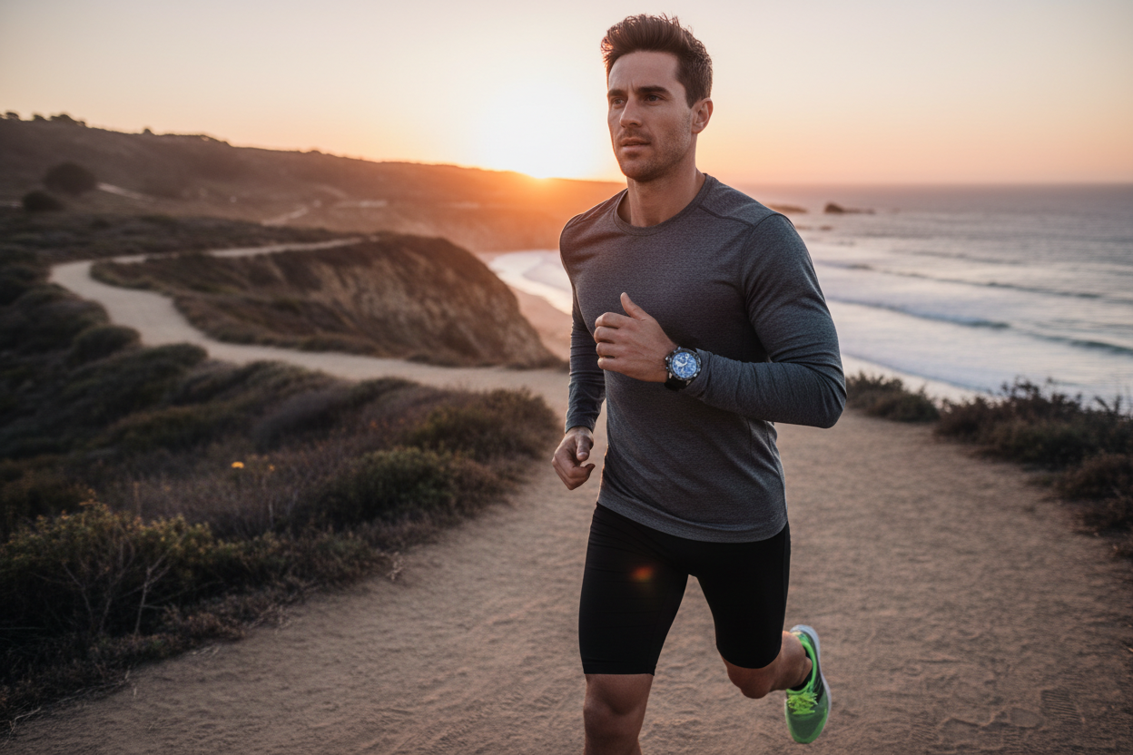 Man with sports watch outdoors